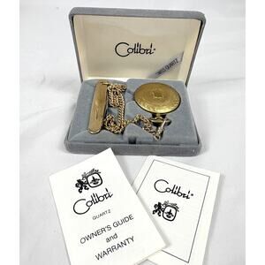 Colibri Swiss Gold Tone Pocket Watch w/ Chain & Pocket Knife